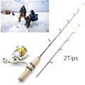 Miniatyrbillede 2 af 7: 65cm 2Tips Isfiskeri Stang Vinterstang Hjul Combos Fiskehjul Sæt Stangstang Stang Takkel Kulstofstang Isstang med Hjul Gedder Fiskestang (Farve: Stang og