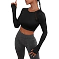 Miniatyrbilde 1 av 5: Kvinners utskårne langarmede rundhalsade Crop Top Slim