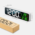 Miniatyrbild 2 av 9: Digital väckarklocka för vardagsrum, kontor, sovrumsdekor, LED elektronisk klocka, datum, temperaturvisning, modern skrivbordsklocka, automatisk ljusstyrka, svart