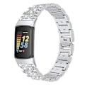Miniatyrbillede 1 af 5: For Fitbit Charge 5 Diamant Rustfrit Stål Rem Silver