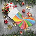 Miniatyrbild 6 av 7: Julklapp, personliga julklappsstrumpor 2-pack Abstrakta virvlar Vridna radiella färggradienter Regnbåge 18 tum Julstrumpor Häng