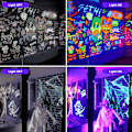 Miniatyrbillede 5 af 8: Udendørs netlys Halloween UV sorte lys 9,8ft x 6,6ft UV sortlys net fe lyskæde 200 LED'er Stik i have trælys dekorationer