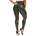 Miniatyrbillede 1 af 5: Kvinde Kunstlæder Leggings Bukser PU Elastisk Formgiven Hofte
