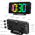 Miniatyrbild 8 av 9: Digital väckarklocka för sovrum, ny version RGB väckarklocka, uppladdningsbar LED-bordsur med 10 RGB nattljus, snooze, 2 larm, justerbar
