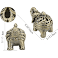 Miniatyrbillede 2 af 5: Elefant Tilbage Strøm Røgelse Holder med Låg - Aromaterapi Hjem Indretning (Bronze)