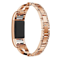 Miniatyrbillede 3 af 5: X-formet diamantbesat massivt rustfrit ståls urrem til Fitbit Charge 2 OMH Rose Gold