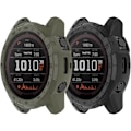 Miniatyrbild 1 av 5: [2-pack] Passar Enduro 2 Klockfodral Skydd Anti-Rep Lätt Stötsäker Stötfångare Fodral Kompatibelt för Garmin Enduro 2/ Tactix 7 (Svart+Grön