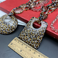 Miniatyrbillede 3 af 5: Akryl Geometrisk Vedhæng Halskæde Lang Statement Perlehalskæde Leopard