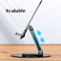 Miniatyrbillede 4 af 5: Mobiltelefonholder Stand 360° Rotation Telefonholder Foldbar Skalerbar Kontorbord Justerbar Bærbar til Rejser Sort, Lille, B120231104
