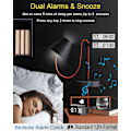 Miniatyrbild 3 av 6: Väckarklocka för sovrum/kontor, digital klocka med Bluetooth-högtalare, liten väckarklocka för tunga sovare vuxna/tonåringar med dubbla alarm, spegel LED