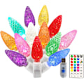 Miniatyrbilde 1 av 6: RGB C6 julelys, 16ft 50 LED fargeskiftende jordbærlyskjede USB-plugg med fjernkontrolltimer for utendørs innendørs bryllupsfest RGB