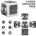 Miniatyrbild 3 av 8: LED-väckarklocka, bedårande schnauzer-tryck flerfärgad väckarklocka geometrisk väckarklocka sovrumsväckarklocka tyst väckarklocka vit vit
