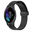 Miniatyrbillede 1 af 5: For Garmin Venu 20mm Solid Color Magnetisk Spænde Silikone Urrem FEG Black