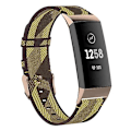 Miniatyrbillede 1 af 5: For Fitbit Charge 4 / Charge 3 Se Rustfrit Stål Hovedkorn Nylon Denim Udskiftningsrem Urrem MVZ Yellow Stripe