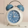 Miniatyrbillede 2 af 7: Børnevækkeur Dobbelt Klokke Klassisk Hjem Sød 4 Tommer Lydløs Ikke-Tikkende Quartz med Baggrundsbelysning, Dobbelt Klokke Analog Børn til Soveværelser Sengetid