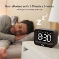 Miniatyrbild 5 av 6: Väckarklocka med Bluetooth-högtalare för sovrum, högljudd digital klocka för tunga sovare, vuxna, skrivbord med dubbla larm, stor svart