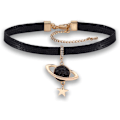 Miniatyrbillede 1 af 5: Moderigtigt Halskæde Til Kvinder Piger: Saturn Sort Reb Justerbar Choker Halskæde