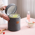 Miniatyrbillede 4 af 5: Frokostpose isoleret frokostkasse kan bruges til arbejde rejser udendørs stor kapacitet frokost håndtaske tyk aluminiumsfolie isoleret frokostkasse Light gray Round style