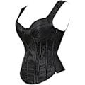 Miniatyrbilde 2 av 5: Kvinners gotiske jacquard skulderstropper tank overbust korsett bustiers