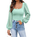 Miniatyrbilde 1 av 5: Womens Mesh Langærmet Skjorter Casual Bluser Tops