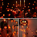 Miniatyrbilde 7 av 7: Oransje lys, 33ft 50 LED C9 oransje julelys koblingsbare, 120V UL-sertifiserte plugin innendørs/utendørs oransje lysstrenger, svart ledningstre