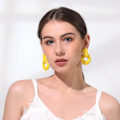Miniatyrbilde 4 av 5: Statement Raffia Runde Øredobber - Boho Drop Håndlagde Strå Øredobber