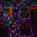Miniatyrbillede 7 af 7: Lilla og orange Halloween 33FT 100 LED lyskæder, vandtætte sammenkædede lyskæder, stik til fest, have, gård, indendørs og udendørs lilla