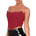 Miniatyrbillede 2 af 5: Kvinders Sexede Push Up Stropløs Mesh Bustier Åben Ryg Bonet Korset Crop Top