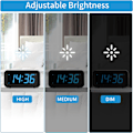 Miniatyrbild 5 av 7: Väckarklocka, sladdansluten/batteridriven, uppgraderad större knapp, 1,2-tums LED-siffervisning, justerbar LED-ljusstyrka, 12H/24H, blå LED-display
