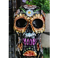 Miniatyrbillede 6 af 6: Ebros Black Day of The Dead Floral Blooms Sugar Skull Figurine DOD Skulls Statue 6\" Lang Som Ossuary Macabre Decor Samleobjekt (Spring Spring