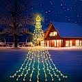 Miniatyrbilde 7 av 9: Juledekorasjon utendørs juletrelys, 320 LED 16,4 fot utendørs fetopperlys [8 moduser og vanntett], med 11\" opplyst juletre