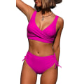 Miniatyrbillede 1 af 5: ASKSA Dame Bikini Sæt Krydsende Ryg Badetøj Badetøj Snørebånd Side Strandtøj Badedragt, Pink, XL Pink XL