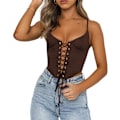 Miniatyrbilde 1 av 5: Kvinners Korsett Crop Top Sexy Y2k Push Up Slim Cami Bushier E-Girl Ensfarget