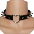 Miniatyrbillede 2 af 5: Vintage Punk Goth Studded Rivet Pu Læder Halskæde Choker