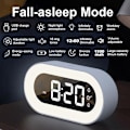 Miniatyrbillede 3 af 7: Vækkeur, Nattelys + Vækkeur, Stort Fedt Taldisplay, Justerbar Alarmvolumen, 12/24Hr, Snooze, Lille Skrivebord til Soveværelse Sort