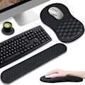 Miniatyrbillede 1 af 6: Ergonomisk musemåtte med håndledsstøtte, musemåtte med håndledsstøtte, tastaturhåndledsstøtte skridsikker PU-base massagedesign og memory foam sæt relief sort