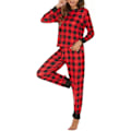 Miniatyrbild 4 av 4: Kvinnors julpyjamas, långärmad pyjamas set, tvådelad sovkläder,