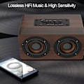 Miniatyrbild 3 av 8: Trådlös Bluetooth-högtalare i trä, retro tung bas musikspelare stödjer FM-radio väckarklocka funktion för hemmakontor idé vänner (brunt korn)