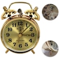Miniatyrbild 2 av 3: Mekanisk väckarklocka, vintage uppdragbar metallväckarklocka, retro hästskoformad väckarklocka, manuell uppdragbar fjäder dubbelklocka högt alarm guld
