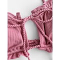 Miniatyrbilde 4 av 5: Kvinners Utskårne 2-delers badedrakt, Sexy High Cut Keyhole Bikini Tie Side String