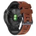 Miniatyrbillede 5 af 5: For Garmin Fenix 7x Tricolor Stitching Silikone Læder Rem SIV Brown