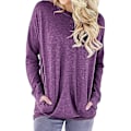 Miniatyrbild 2 av 5: Dam tröjor höst pullover tröjor casual lös passform tunika topp bekväm söt sweatshirts långärmad crewneck t-shirts m8 purple Small