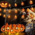 Miniatyrbillede 1 af 6: 2 Pakke Solcelledrevne Halloween Græskar Lyskæder, 20ft, 30 LED'er, 8 Lystilstande, Vandtætte, Indendørs/Udendørs Brug Orange Græskar, 2PAKKE