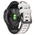 Miniatyrbillede 4 af 4: For Garmin Fenix 7 Tricolor Stitching Silikone Læder Rem White