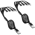 Miniatyrbild 1 av 5: Multi Retractable Laddkabel 4-i-1 Multi Laddare Sladd 4A USB