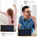 Miniatyrbillede 2 af 7: Digitalt vækkeur, højt dobbelt vækkeur til soveværelse, 7,5\" elektronisk stort display med dæmper, USB-oplader, baery-backup, 12/24/DST, digital