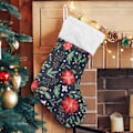 Miniatyrbild 1 av 7: Julklapp, Personliga Julklappsstrumpor 2-pack Julstjärnor Blommor Granris Jul Svart 45,7 cm Julstrumpor Hängande