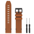 Miniatyrbillede 2 af 4: For Garmin Instinct 22mm Læder Stål Spænde Urrem NCJ Brown