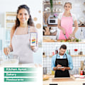 Miniatyrbild 5 av 5: 3-ficks Justerbart Haklappsförkläde Kock Köksförkläde för Kvinnor Män, Svart 2-pack