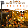 Miniatyrbillede 4 af 6: 2 Pakke Solcelledrevne Halloween Græskar Lyskæder, 20ft, 30 LED'er, 8 Lystilstande, Vandtætte, Indendørs/Udendørs Brug Orange Græskar, 2PAKKE
